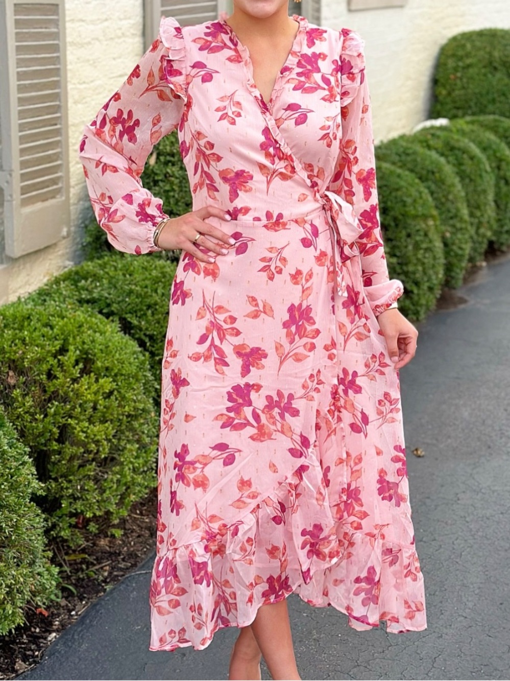 NWOT Adelyn Rae Katia ruffled wrap midi dress size xs